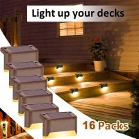 Solar Deck Lights 16 Pack Outdoor Step Lights Waterproof Led Solar Lights for Railing Stairs Step Fence Yard Patio and Pathway Bulbs  LEDs HIDs