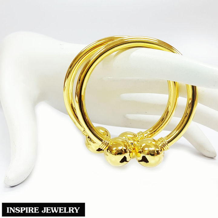 inspire-jewelry-กำไลข้อเท้าเด็ก-กระพรวนคู่โบราณ-ทองเหลืองอร่าม-กลมเกลี้ยง-ใช้งานดีและทนมาก-ขนาด-4-8-5-5cm-ประมาณ-3-เดือน-2-ขวบ