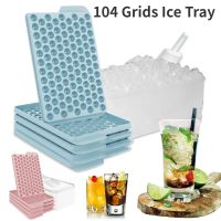 Mini Ice Cube Tray 104 Holes Round Ice Ball Molds with Lid Silicone Ice Cube Maker for Whiskey BPA Free Reusable Kitchen Gadget