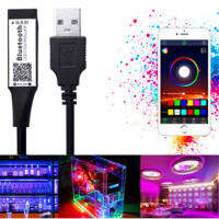 สาย USB ควบคุมแถบไฟ RGB 5v. ผ่านแอป บลูธูท  Smart RGB Bluetooth Timer Suitable LED Controller USB for 5V 3528 5050 RGB Light Strip Multicolor Changing TV Backlight (แถม 4pinRGB 1ตัว)