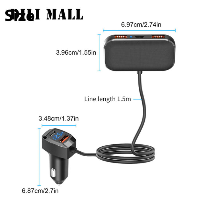 usb-type-c-31w-ที่ชาร์จแบตในรถพอร์ต5พอร์ต-อะแดปเตอร์เครื่องชาร์จเร็วอเนกประสงค์สำหรับ-iphone-โทรศัพท์มือถือแอนดรอยด์