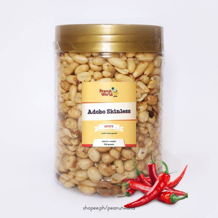 Delicious Nuts Spicy Adobo Skinless Peanuts with Garlic (Medium