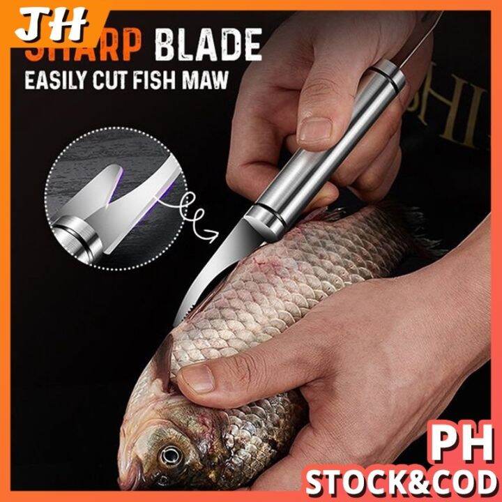 ioky9 Stainless Steel Shrimp Peeler Prawn Shrimp Deveiner Fishing Knife