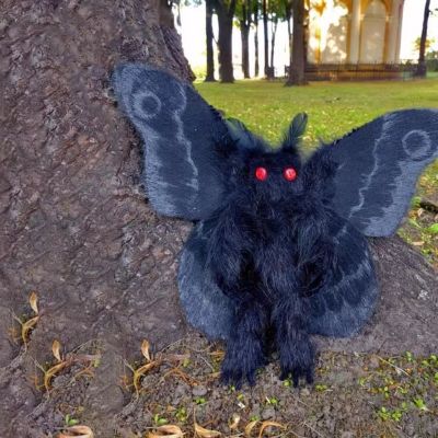 ▤ SHUAIYI Boneca de pelúcia para Halloween Prop Soft Toys Desenhos animados Gótico Mothman Decoração Casa Acessórios