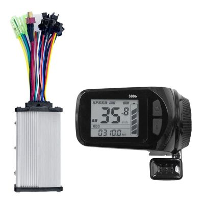 24V/36V/48V/60V S886 E-Bike LCD Display +36V 350W Sine Wave Lithium Battery Controller Thumb Throttle for Electric Bike E-Scooter (5PIN)