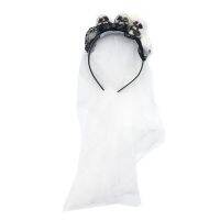 สยองขวัญ Skull Veil Headband ดอกไม้ประดิษฐ์ผม Hoop ฮาโลวีน Headband อุปกรณ์เสริมผมบรรยากาศ Party Props