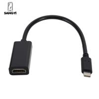 SANGYI ตัวแปลงที่เข้ากันได้กับสายเคเบิลหน้าจอ C เป็น HDMI ปลั๊กแอนด์เพลย์สายเคเบิลเชื่อมต่อสายอะแดปเตอร์4K 2K สำหรับแล็ปท็อป/ทีวี/มอนิเตอร์/โปรเจคเตอร์