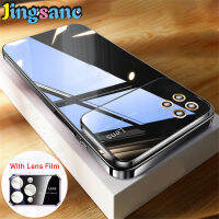 Jingsanc เคสชัดเจนแบบ HD หรูหราปลอกสำหรับ Samsung กาแลคซี A22 5G เคสชุบด้วยไฟฟ้าที่มีการป้องกันฟิล์มเลนส์ในตัวฝาครอบกันกระแทกรองรับการกระแทกซัมซุง A22 A31-1 5G