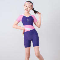 Quick Dry Swimsuit Girls Swimwear Short Trunks Children Back Open Zip Athlete Comitive Swimming Diving Suit for Kid