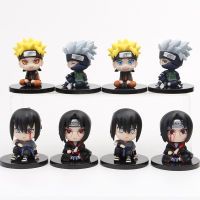 4Pcsset Anime Naruto Figure 6cm Uzumaki Naruto Uchiha Sasuke Itachi Kakashi Cute Toys Q Figurals nendoroid Car decoration Model