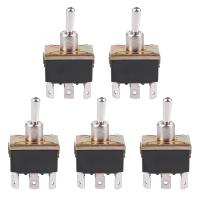 5X AC 250V/10A 125V/15A DPDT 3 Position ON/OFF/ON 6 Pins Toggle Switch Black+Silver