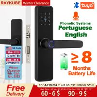 【YF】 RAYKUBE Biometric Fingerprint Door Lock K7 Pro  Black Smart Tuya App Remote Unlocking Keyless Electronic