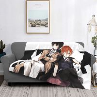 Osamu Dazai Chuuya Nakahara Knitted Blanket Bungou Stray Dogs Anime Fuzzy Throw Blanket Bedding Couch Ultra-Soft Warm Bedspreads