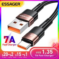 Essager 7A USB Type C Cable For Realme Huawei P30 Pro 66W Fast Charging Wire USB-C Charger Data Cord For Samsung Oneplus Poco F3 Wall Chargers