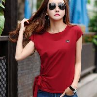 Ropa Moda Mujer 2022เสื้อยืดสีขาวผ้าฝ้ายติดโบว์เสื้อยืด MODE Korea สำหรับผู้หญิงเสื้อยืดแขนค้างคาว