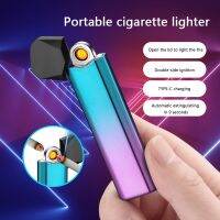 2023 Touch-Sensitive Electric Lighter Type-C Rechargeable Double-Sided Ignition Windproof Ultra-Thin Mens Smoking Tool