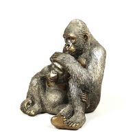 Handmade Silverback Gorilla Statue Resin Father And Son Ape Sculpture Wild Animal Love Craft Decoration Ornament Gift For Mother