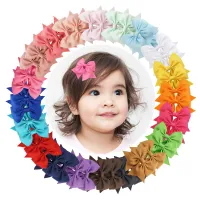 40 Pcs Baby Girls Hair Bows in Pairs 3.5 Ribbon Bows Alligator Hair Clips Barrettes for Infants Toddlers Girls Kids