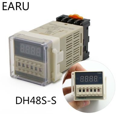 【Worth-Buy】 นาฬิกาจับเวลา Dh48s-s 0.1S-990H Ac 110V 220V Dc 12V 24V วงจรการทำซ้ำ Spdt พร้อมราง Dh48s หลอดไฟอะแดปเตอร์
