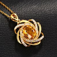 Fashion gold plated gemstone Flower Necklace wedding jewelry engagement necklaces for women Zircon Pendant anniversary gift Fashion Chain Necklaces