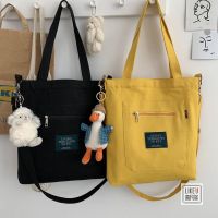 ☋ Lazy wind canvas shoulder bag literary ins small fresh and versatile crossbody womens bag college student school bag female