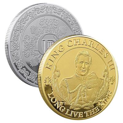 King Charles III Silver Gold Plated Commemorative Coin British Royal The King Challenge Coins 2023 Souvenir Gift Collections