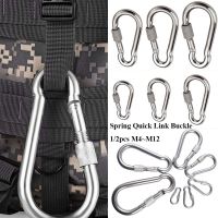 SCHEME 1/2pcs สปริงหัวเข็มขัด 304สแตนเลสสตีล อุปกรณ์ปีนเขากลางแจ้ง Carabiner ตะขอความปลอดภัย แหวนหัวเข็มขัด ชุดเดินทางท่องเที่ยว