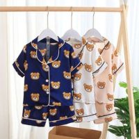 COD SDFGDERGRER ❤ Ready Stock ❤ Baby Kids Boys Girls Pajamas Cute Cartoon Bear Print Outfits Suits Short Sleeve Blouse Tops Shorts Pants Cosy Casual Sleepwear Set