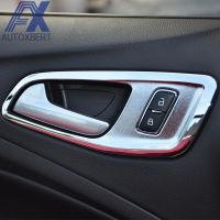 AX Chrome ที่จับประตูด้านในจับฝาครอบชามกรอบ Trim Surround Bezel สำหรับ Ford Escape Kuga 2013 2014 2015 2016 2017 2018