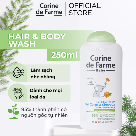 Gel gội và tắm cho bé corine de farme hair & body wash 250ml - ảnh sản phẩm 3