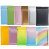 Thick 100pcs Heat Seal Aluminum Foil Plastic Ziplock Package Bag Flat Pouches Coffee Bean Food Storage Bags with Tear Notch Cleaning Tools