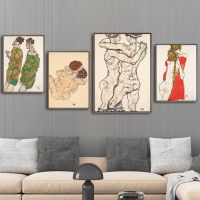 Home Decoration Print Canvas Wall Art Picture Poster Paintings Oil Unframed Drawings Egon Schiele Madre E Figlia