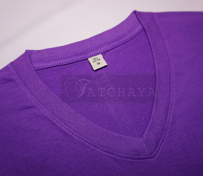 tatchaya-เสื้อยืด-คอตตอน-สีพื้น-คอวี-แขนสั้น-amethyst-สีม่วง-cotton-100