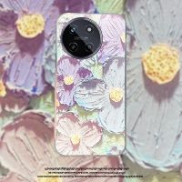 Realme เคสโทรศัพท์11 NFC 4G 5G Realme 11 Pro + Realme C51 2023 Ins เคสนิ่มแฟชั่น TPU ภาพวาดโรแมนติกดอกไม้สีม่วงฝาหลังเคสสมาร์ทโฟน