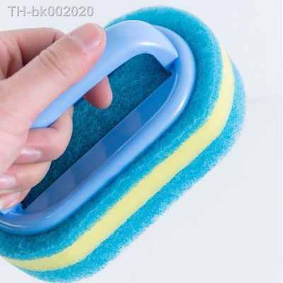 ✇☏ Cleaning Brush with Handle Kitchen Sponge Wipe Thickening Bathroom Tile Cleaning Sponge Household Stain Removal Clean Tools
