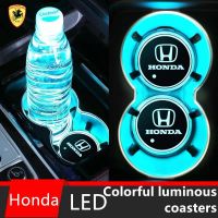 แผ่นไฟ Led หลากสีรองถ้วยน้ำเสื่อกรูฟ Selimut Mobil รถสำหรับฮอนด้าไฟรถยนต์ CIVIC HRV CRV BRV Accord