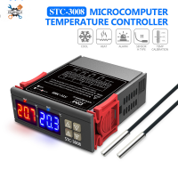 Ziqqucu STC-3008ปรับเอียงได้แบบสองทาง DC 12V ช่วงควบคุมอุณหภูมิหัววัดคู่สีแดงและน้ำเงิน NTC: -55 ~ 120 ℃