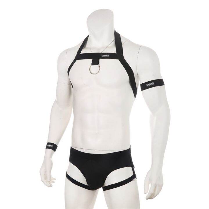 ชุดชั้นในบุรุษสายคล้องคอ-กางเกงชั้นใน-men-harness-thong-set