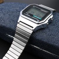 ✆ สายนาฬิกาเหล็กอย่างดี 18 มม. สำหรับ Casio a168w/A158W MRW200/AEQ-110 A158 / A159 / A168 /A169 /B650 /AQ230/ 700 สายสร้อยข้อมือโลหะ