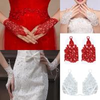 Hang qiao shopWhite Lace Appliques Bridal Gloves Fingerless Bridal Glove Wedding Accessories