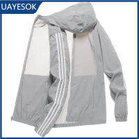 UAYESOK-เสื้อแจ็คเก็ตกันแดดสําหรับผู้ชาย เสื้อโค้ทบางเฉียบรับหน้าร้อน เสื้อกันแดดกันแดดผิวกลางแจ้ง กันรังสียูวี