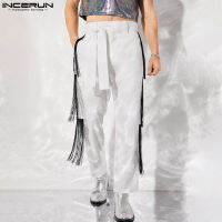 [Perfectly] INCERUN Mens Hippy Tassels กางเกงพังค์ทรงหลวมกางเกงผูกขากางเกง (สไตล์เกาหลี)