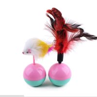 5.5cm Funny Pet Cat Toys Favorite feather Mouse Tumbler Plastic Toys Balls for Cats dogs playing for fun