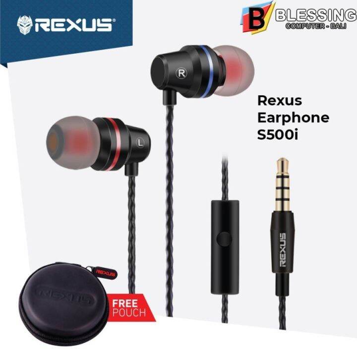 Earphone Gaming REXUS S500i HandsFree Free Pouch Lazada