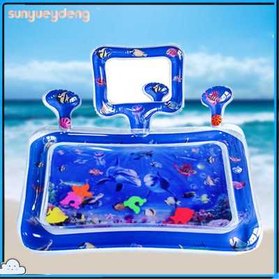 แผ่นเสื่อสำหรับเล่นในน้ำสำหรับเด็กทารกขนาด65ซม. แผ่นพรมของเล่นเล่นยิมพร้อมกระจกสำหรับเด็กเล่นเกมสระว่ายน้ำชายหาดในฤดูร้อน