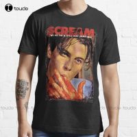 Scream เสื้อยืดคอกลมแขนลำลองขาสั้นพิมพ์ลายแฟชั่น,ลายแฟชั่นคอตตอน100%