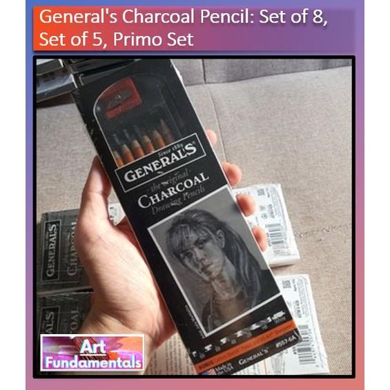 Generals Original Charcoal Drawing Pencils, Set of 8