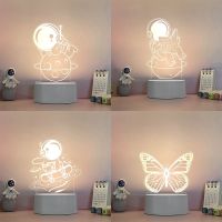 【 YUYANG Lighting 】 3D Acrylic LED Night Light Skateboar Astronauts On The Moon Kid Room Decoration New Born Baby Gift Nursery Table Lamp Home Decor