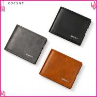 XUESHE จุได้มาก กระเป๋าสตางค์ ZERO Wallet มัลติฟังก์ชั่ แปรงกันขโมย RFID กระเป๋าใส่เหรียญ ของใหม่ เครื่องหนังแท้ กระเป๋าใส่บัตร สำหรับผู้ชาย