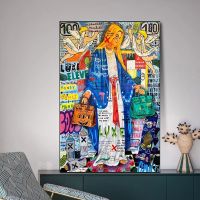 Graffiti ตลกคริสเตียน Virgin Mary ช้อปปิ้งโปสเตอร์พิมพ์ Street Pop Art Little Angel กามเทพภาพวาดผ้าใบ Wall Art - Home Decor